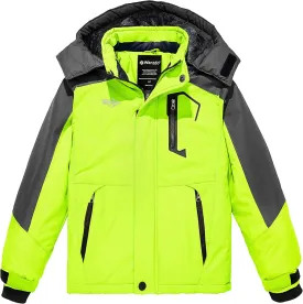 Wantdo Boy's Waterproof Ski Jacket Fleece Snowboarding Jackets Warm Thick Winter Coat Hooded Raincoats