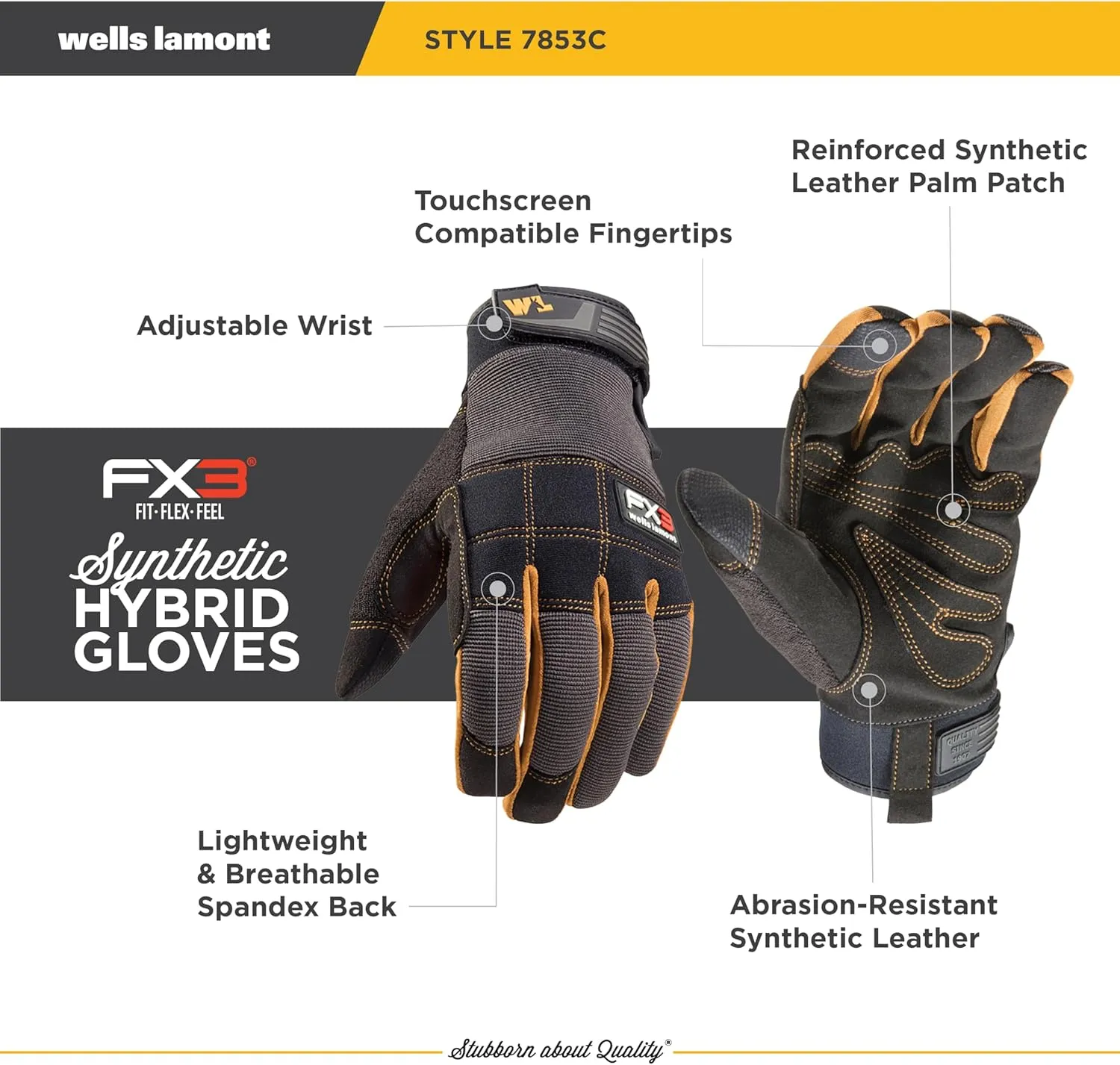 Wells Lamont FX3 Men's Extreme Dexterity Extra Wear Work Gloves, Touchscreen, XX-Large (7853XXC)