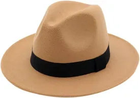 Wide Brim Fedora Hats for Women and Men Classic Panama Hat with Belt Buckle Men's Dress Hat