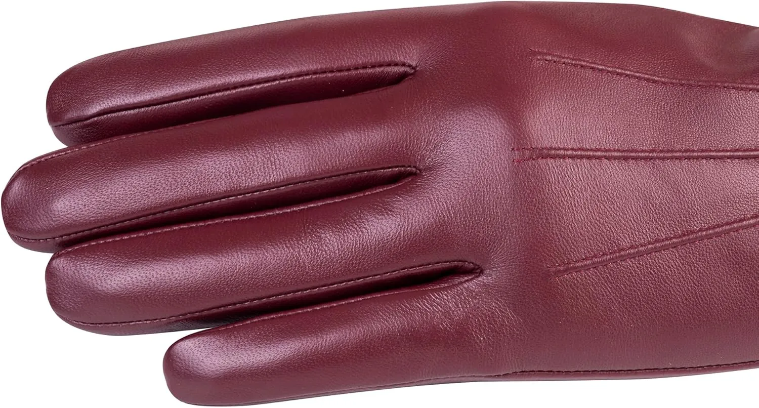 Winter Womens Fashion Leather Gloves Warm Cashmere Lining Touchscreen Texting Windproof Driving Gloves