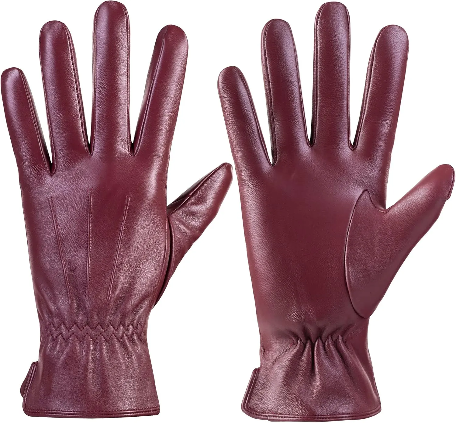 Winter Womens Fashion Leather Gloves Warm Cashmere Lining Touchscreen Texting Windproof Driving Gloves