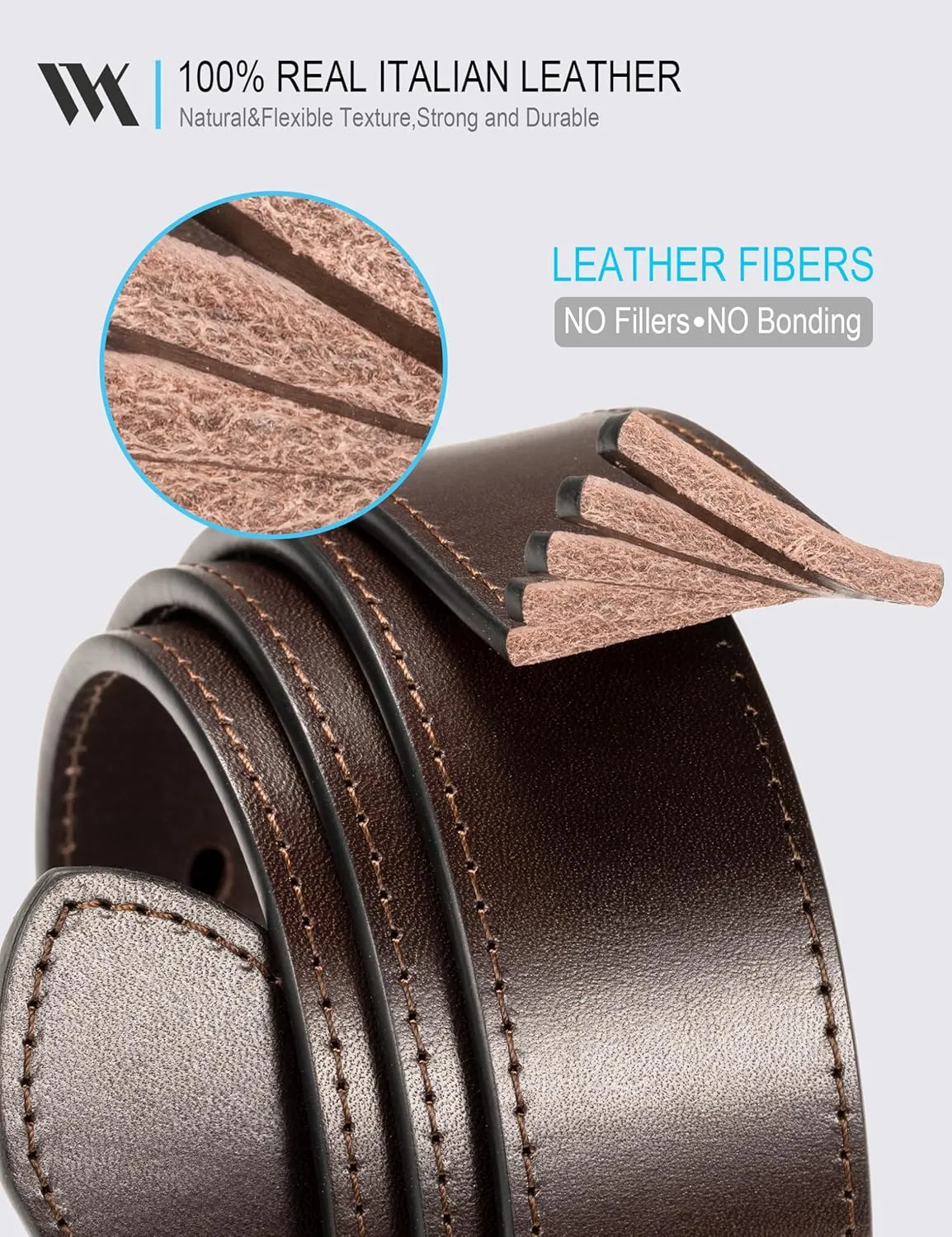 WOLFANT Men's 35mm Dress Casual Belt,100% Italian Full Grain Real Solid Leather
