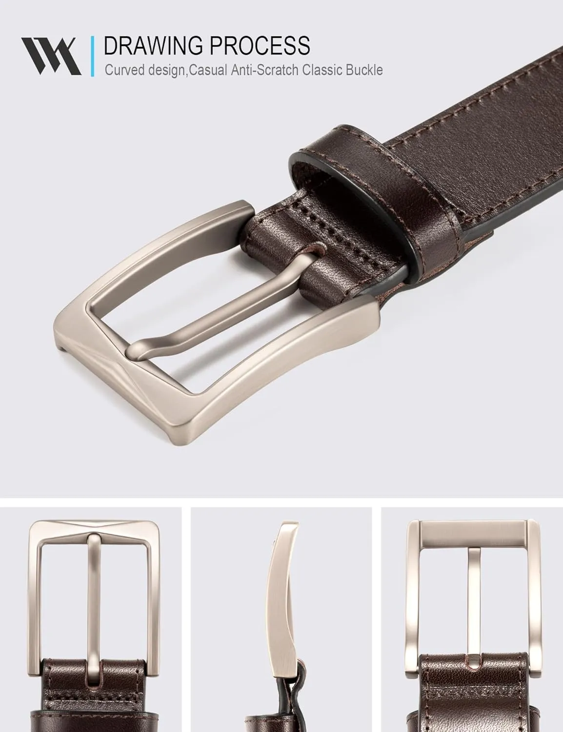 WOLFANT Men's 35mm Dress Casual Belt,100% Italian Full Grain Real Solid Leather