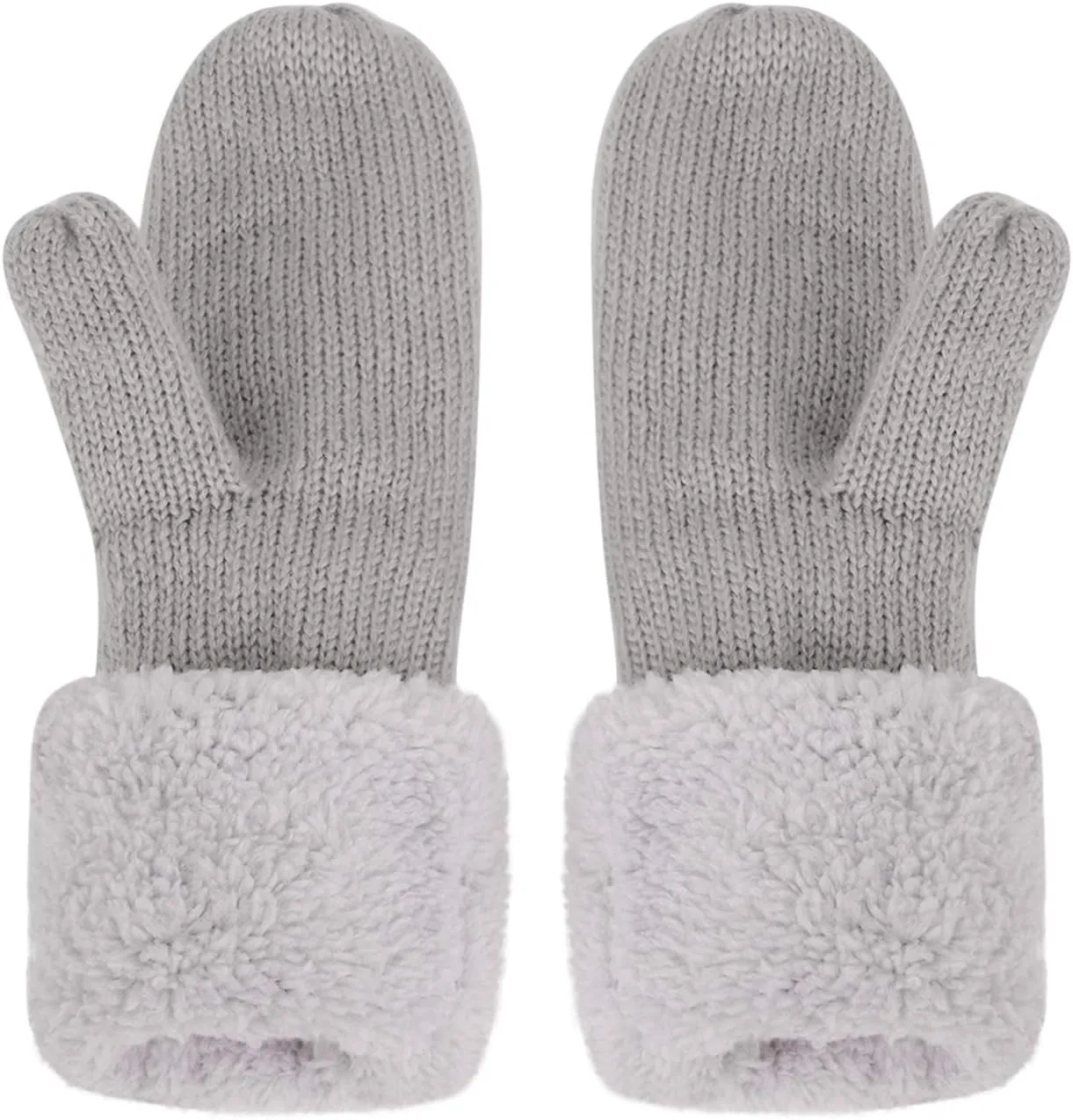 Women Men Winter Knit Mitten Gloves Thermal Fleece Lined Mittens Full Finger Hand Warmer Cold Weather Gloves