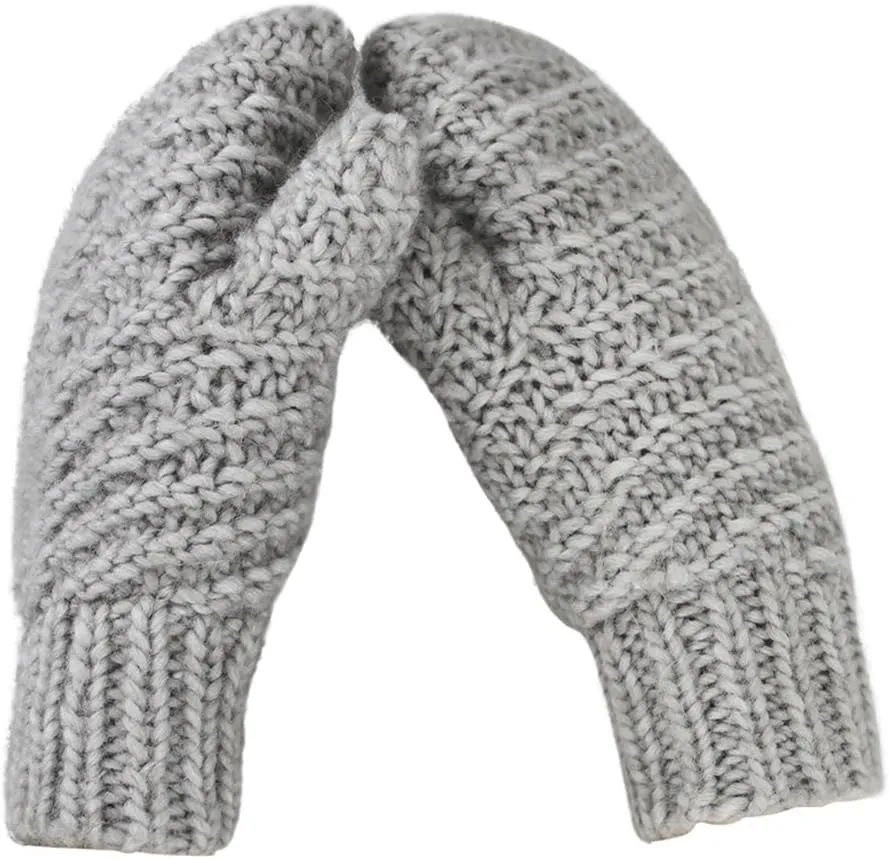 Women Men Winter Knit Mitten Gloves Thermal Fleece Lined Mittens Full Finger Hand Warmer Cold Weather Gloves