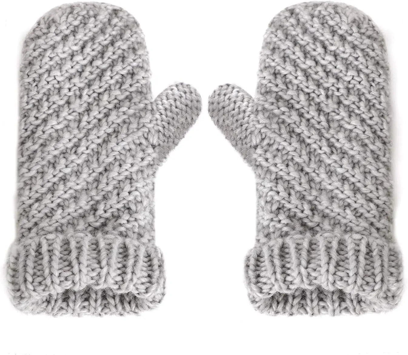 Women Men Winter Knit Mitten Gloves Thermal Fleece Lined Mittens Full Finger Hand Warmer Cold Weather Gloves