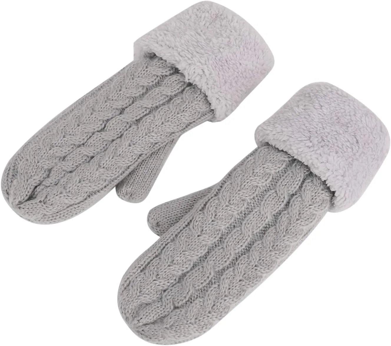 Women Men Winter Knit Mitten Gloves Thermal Fleece Lined Mittens Full Finger Hand Warmer Cold Weather Gloves