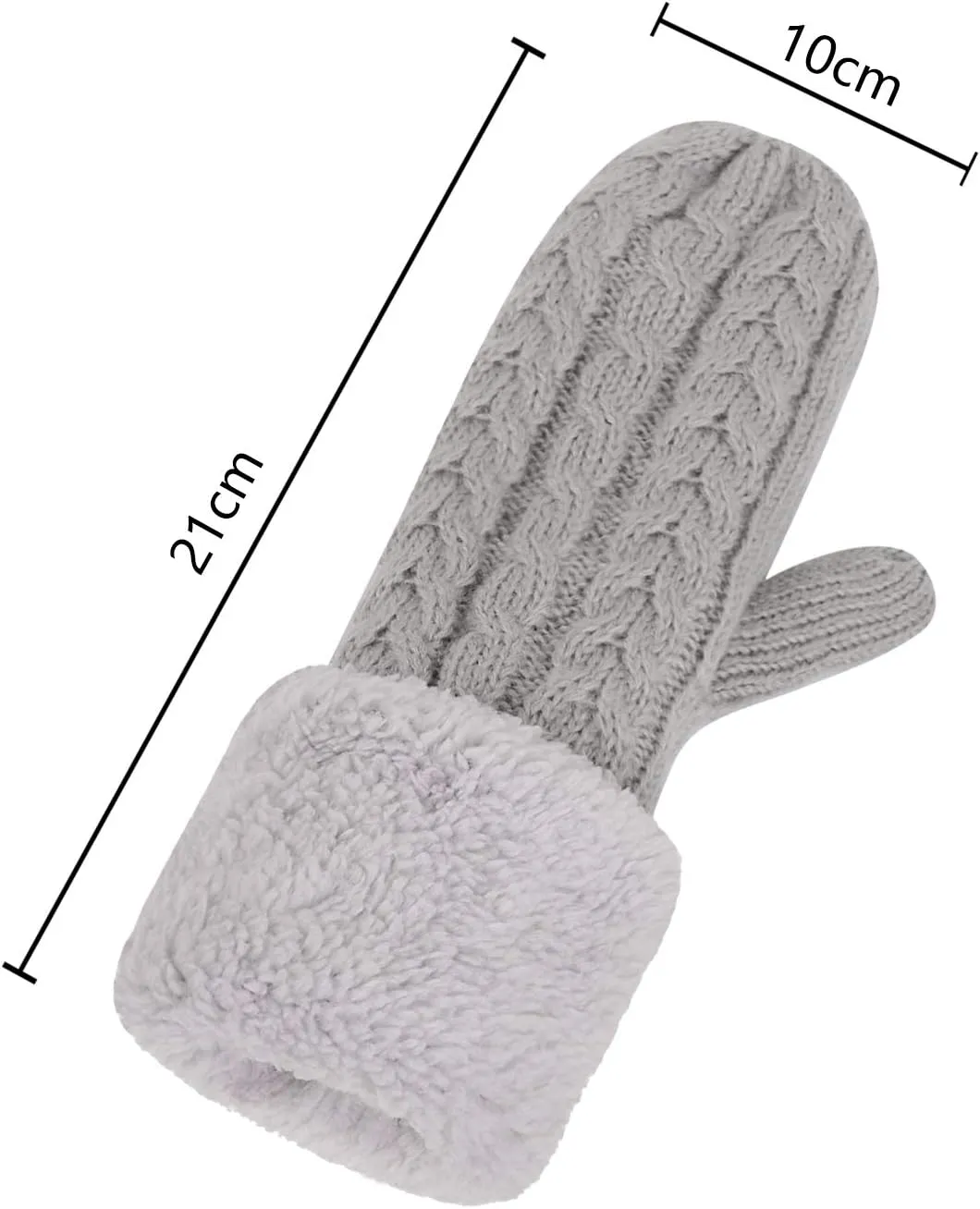 Women Men Winter Knit Mitten Gloves Thermal Fleece Lined Mittens Full Finger Hand Warmer Cold Weather Gloves