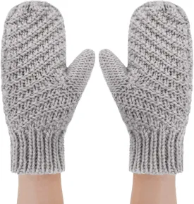 Women Men Winter Knit Mitten Gloves Thermal Fleece Lined Mittens Full Finger Hand Warmer Cold Weather Gloves