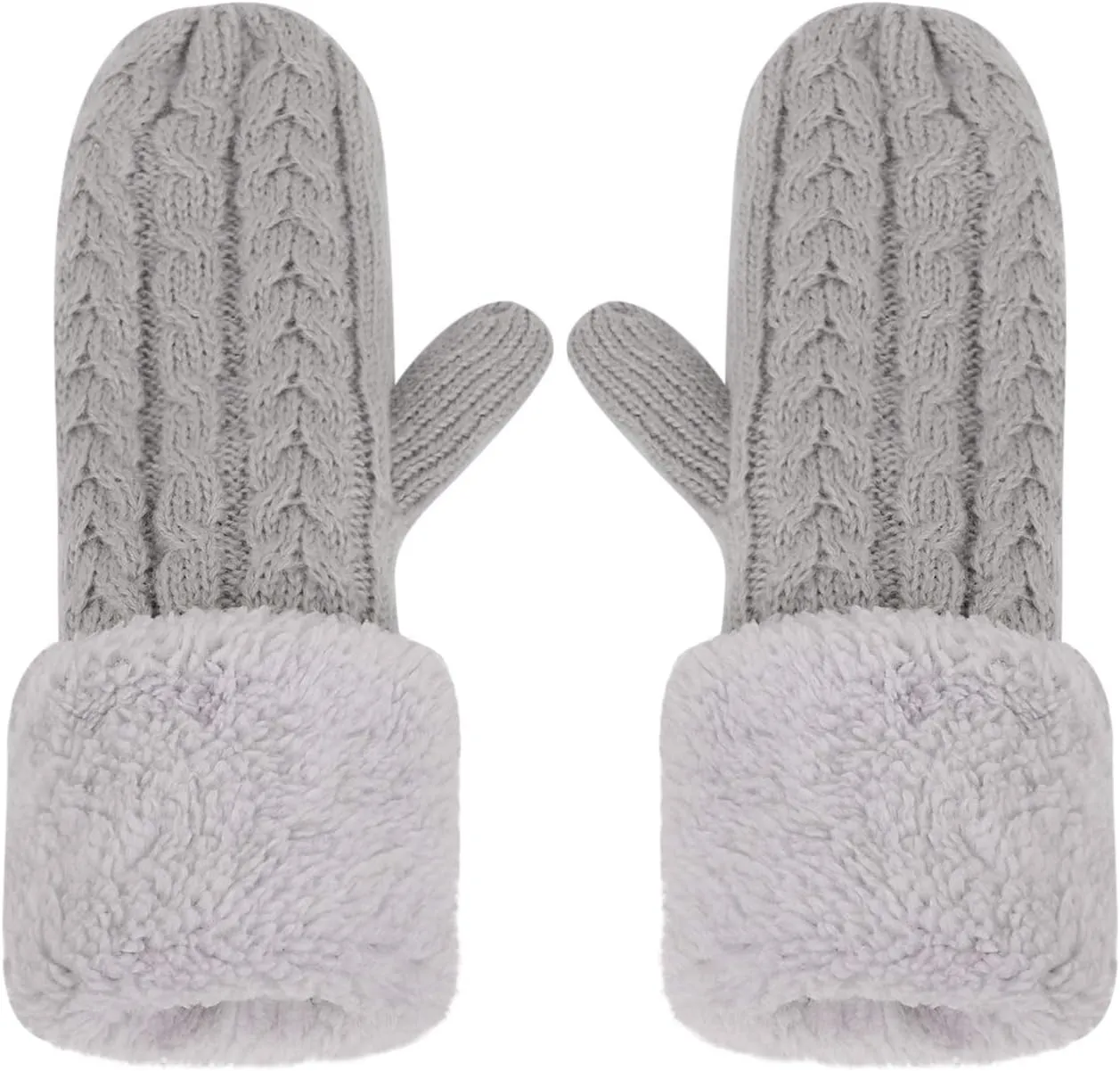 Women Men Winter Knit Mitten Gloves Thermal Fleece Lined Mittens Full Finger Hand Warmer Cold Weather Gloves