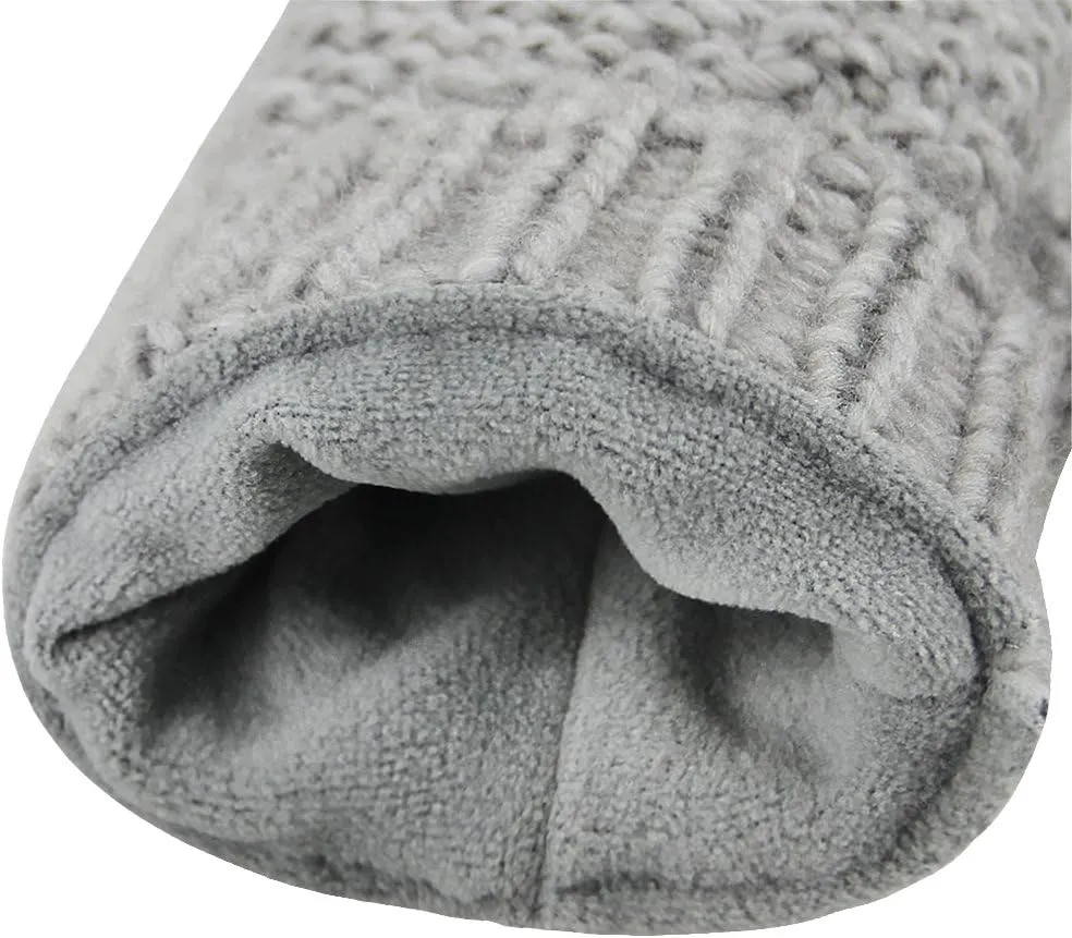 Women Men Winter Knit Mitten Gloves Thermal Fleece Lined Mittens Full Finger Hand Warmer Cold Weather Gloves