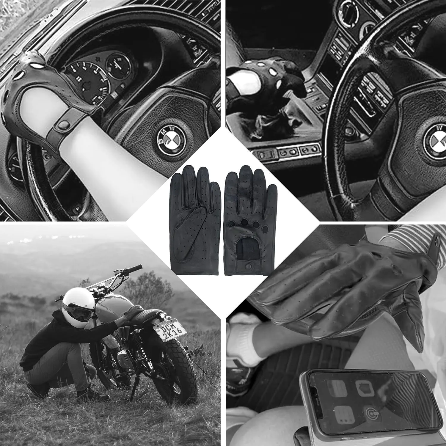 Womens Elegant Genuine Lambskin Leather Driving Gloves Unlined, Touchscreen