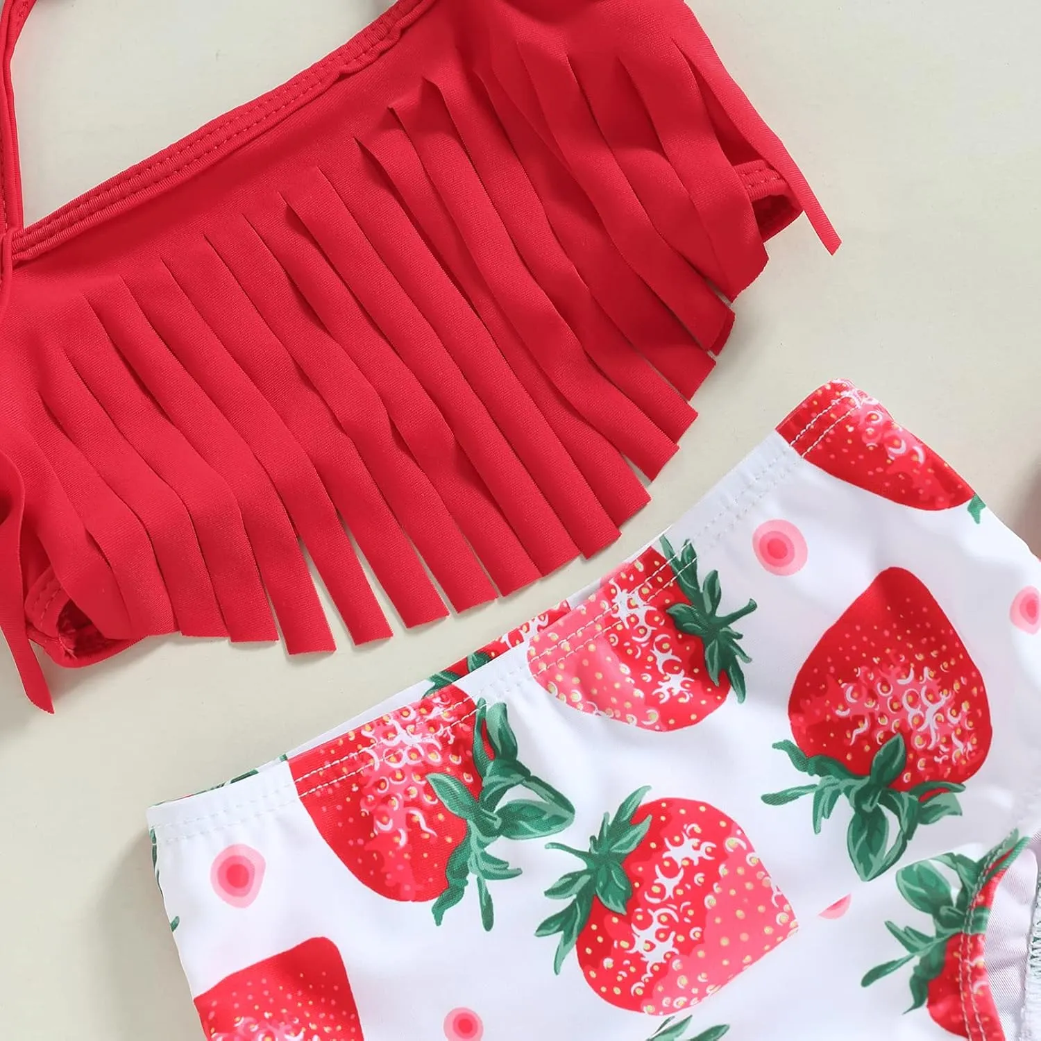 Yccutest Infant Baby Girl Flower Swimsuit 3Pcs Halter Triangle Tops Ruffle Bottoms Sun Hat Bikini Set Bathing Suit Swimwear