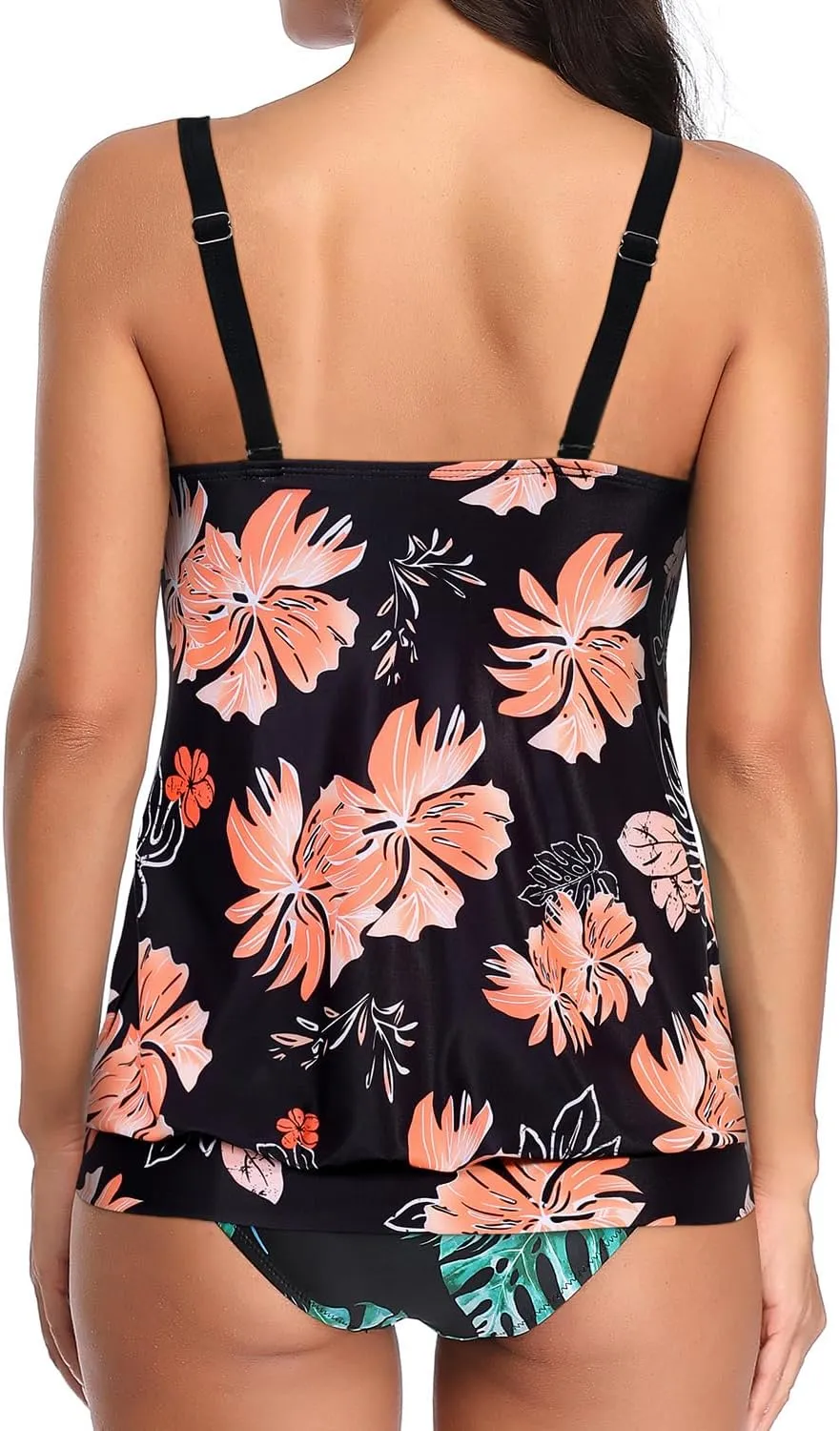 Yonique Womens Blouson Tankini Top No Bottom Loose Fit Swim Top Modest Tank Top